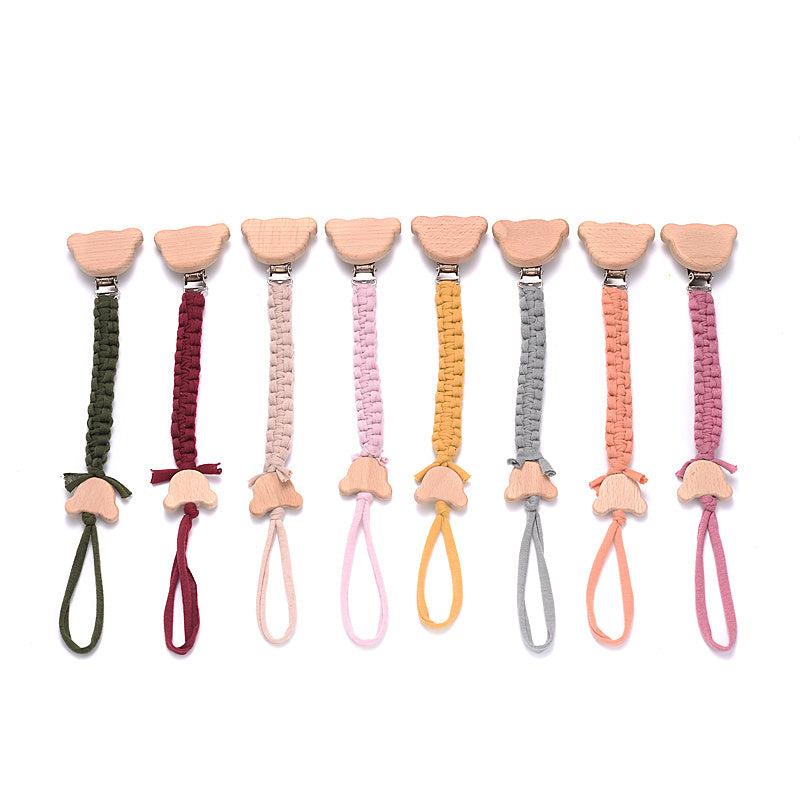 Baby Braided Pacifier Chain Anti-drop Holder Cartoon Bear Pacifier Clip