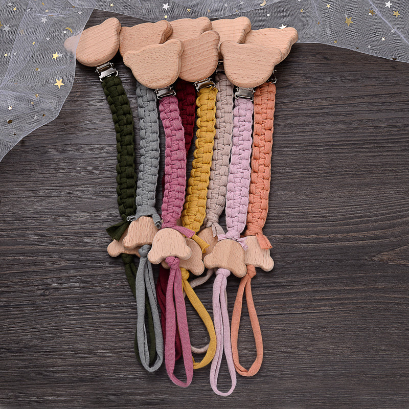 Baby Braided Pacifier Chain Anti-drop Holder Cartoon Bear Pacifier Clip