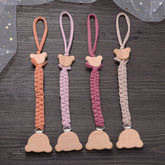 Baby Braided Pacifier Chain Anti-drop Holder Cartoon Bear Pacifier Clip
