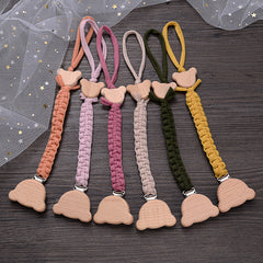 Baby Braided Pacifier Chain Anti-drop Holder Cartoon Bear Pacifier Clip