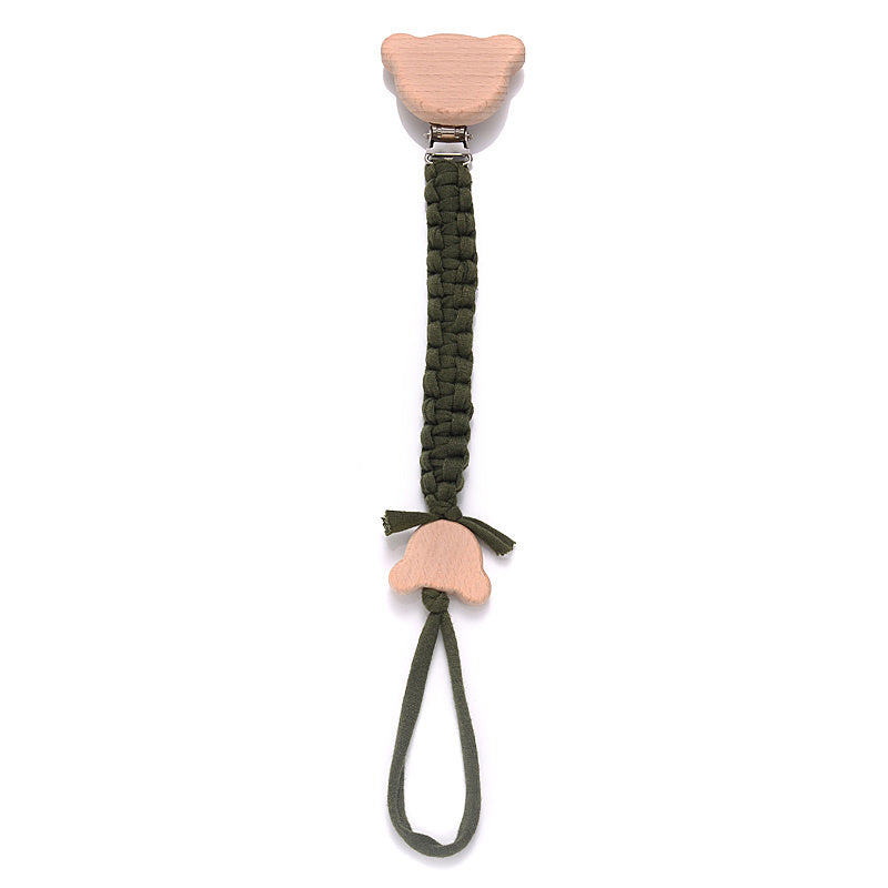 Baby Braided Pacifier Chain Anti-drop Holder Cartoon Bear Pacifier Clip