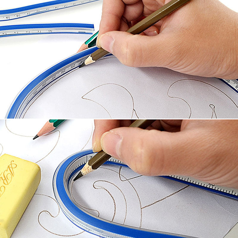 Flexible Curve Ruler Soft Plastic Tape Measure School Office Supplies