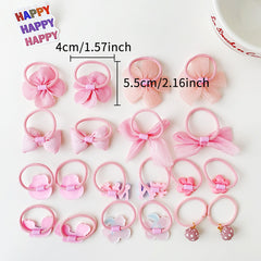 20pcs Kids Cartoon Flower Bow Elastic Hair Bands Girls Soft Scrunchies