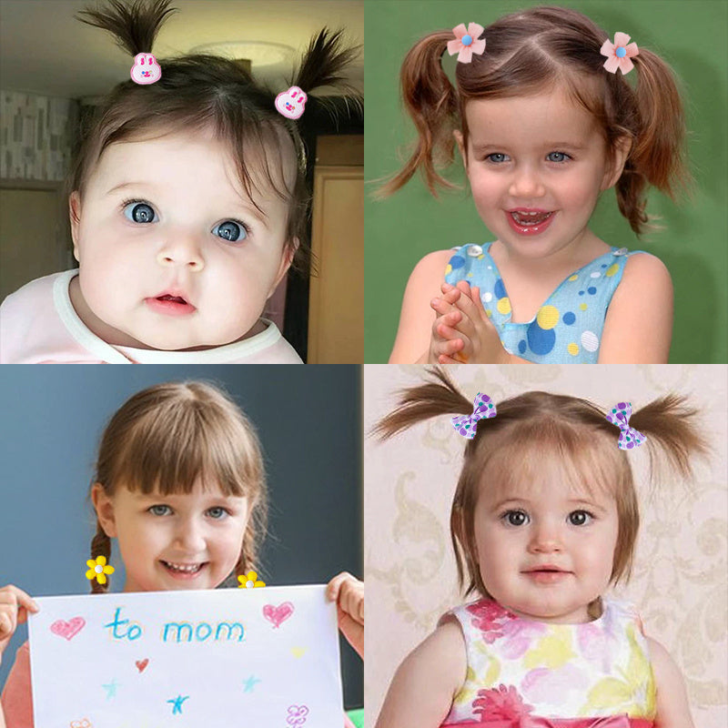 20pcs Kids Cartoon Flower Bow Elastic Hair Bands Girls Soft Scrunchies