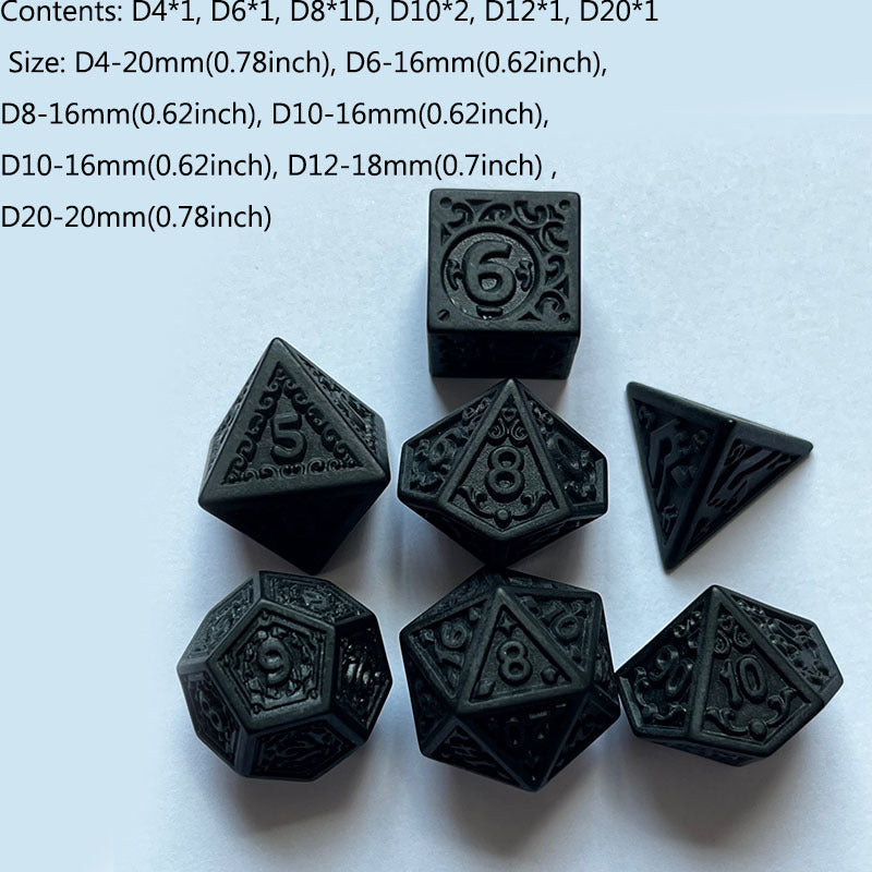 Vintage Number Pattern Dice Set - 7pcs
