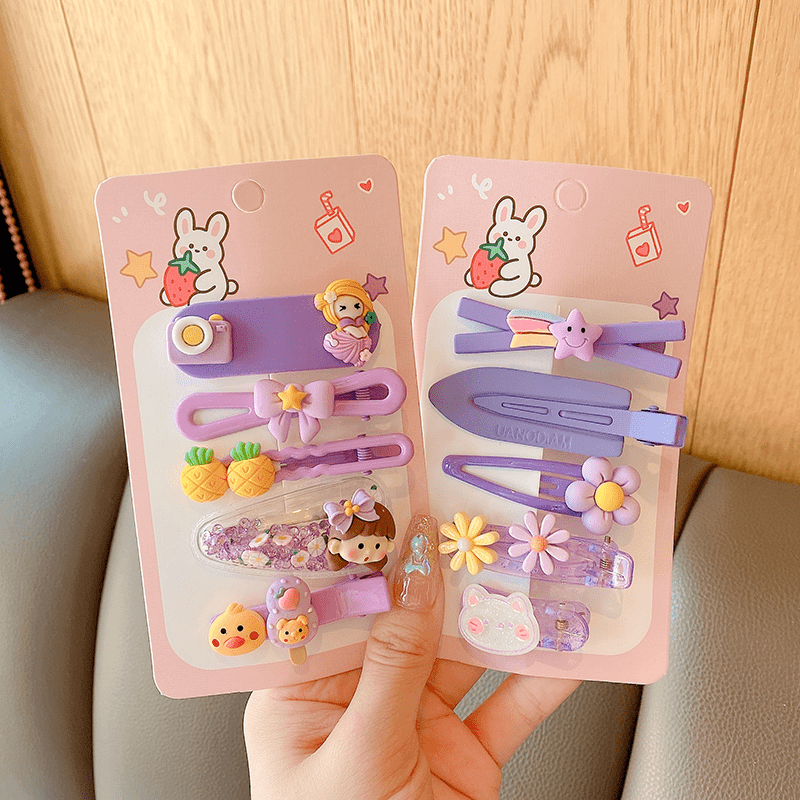 10pcs Flowers Animals Girls Decor Hair Clips for Kids