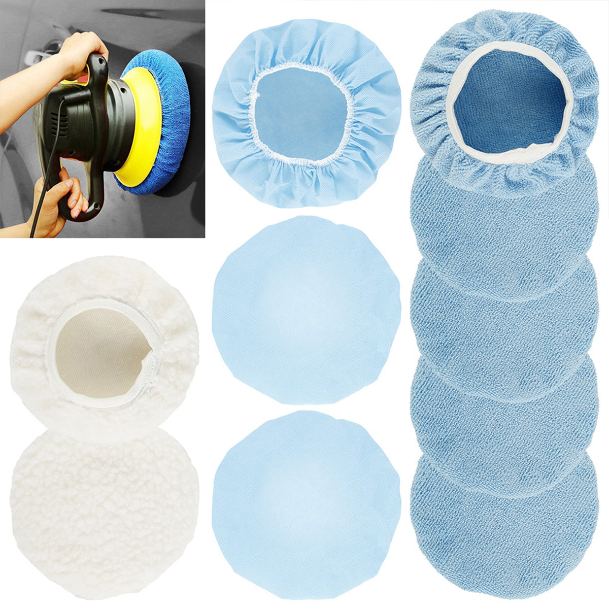 Soft Microfiber Car Polisher Pad Cover Non-slip Stretch Car Wax Cover Kit