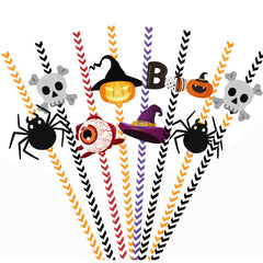 12pcs Halloween Party Decorative Straws Spider Pumpkin Witch Plug-In