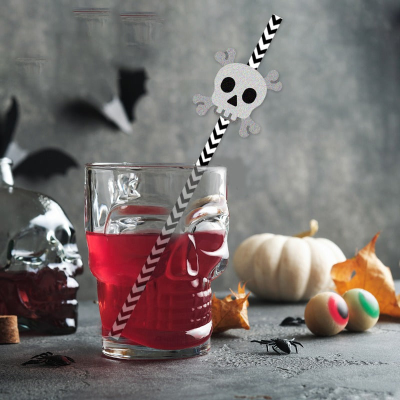 12pcs Halloween Party Decorative Straws Spider Pumpkin Witch Plug-In