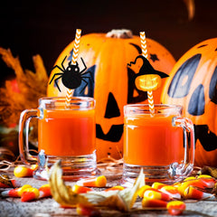 12pcs Halloween Party Decorative Straws Spider Pumpkin Witch Plug-In