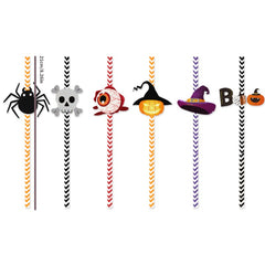 12pcs Halloween Party Decorative Straws Spider Pumpkin Witch Plug-In