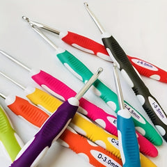 9pcs Wool Knitting & Crochet Hook Set Non-slip Silicone Handle Aluminum Needles