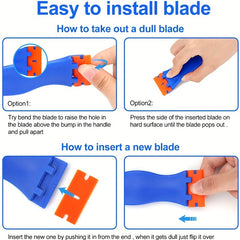 11pcs Plastic Razor Blade Scrapers with 10PCS Blades