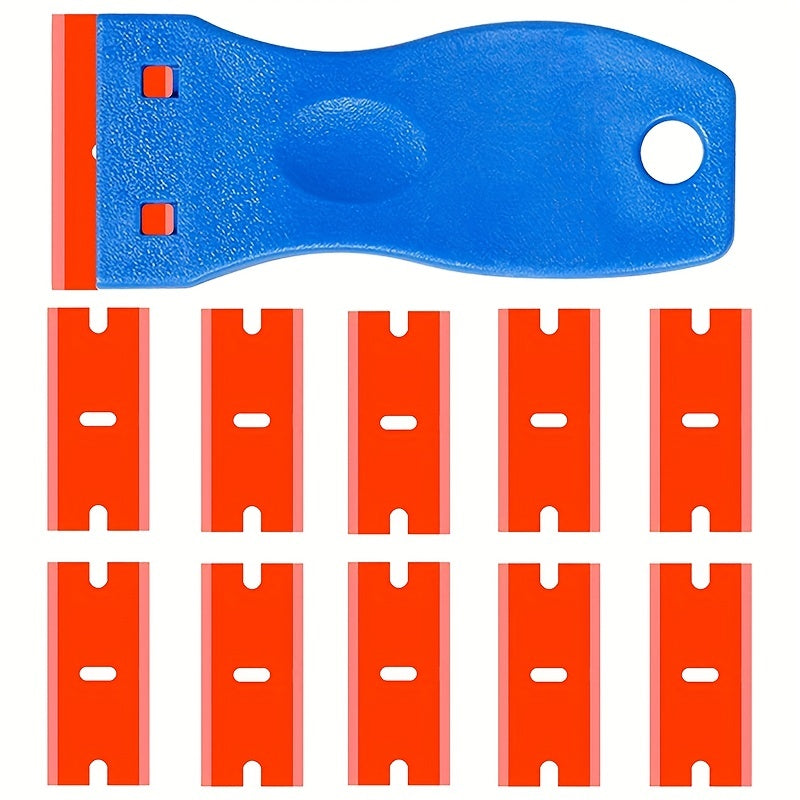 11pcs Plastic Razor Blade Scrapers with 10PCS Blades