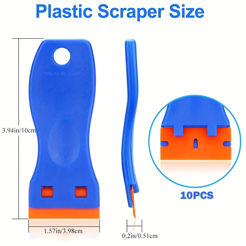 11pcs Plastic Razor Blade Scrapers with 10PCS Blades