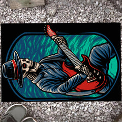 Halloween Skeleton Guitar Playing Rug Home Decoration