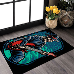 Halloween Skeleton Guitar Playing Rug Home Decoration