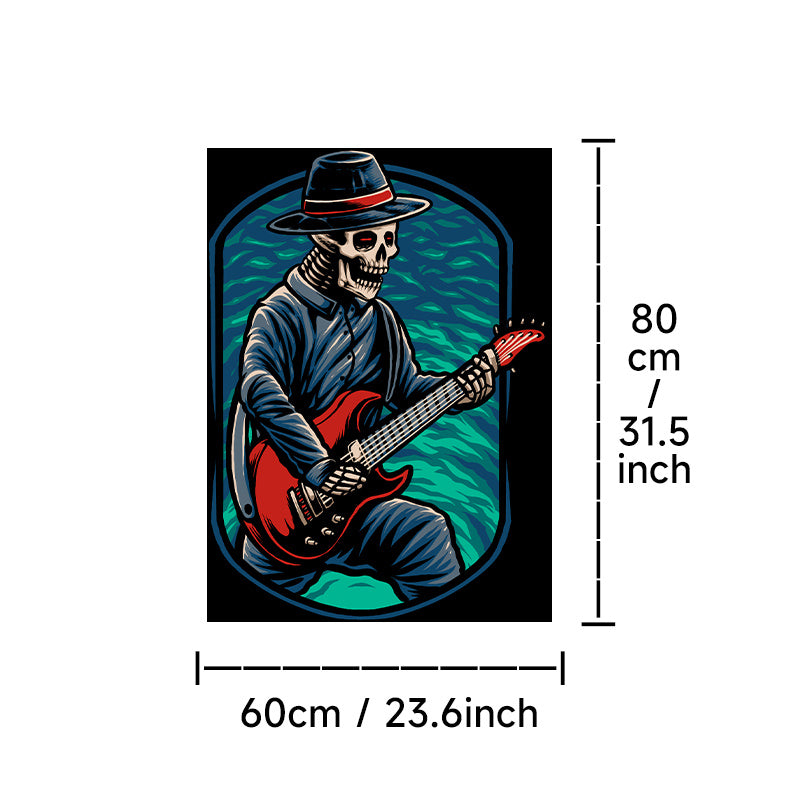 Halloween Skeleton Guitar Playing Rug Home Decoration
