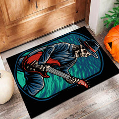 Halloween Skeleton Guitar Playing Rug Home Decoration