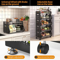 5 Tier Kitchen Storage Cart Stackable Multifunction Basket Cart