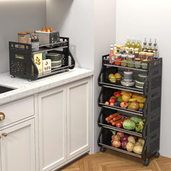 5 Tier Kitchen Storage Cart Stackable Multifunction Basket Cart