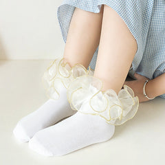 Girls Kids Lace Ruffled Socks Breathable Comfy Children's Socks