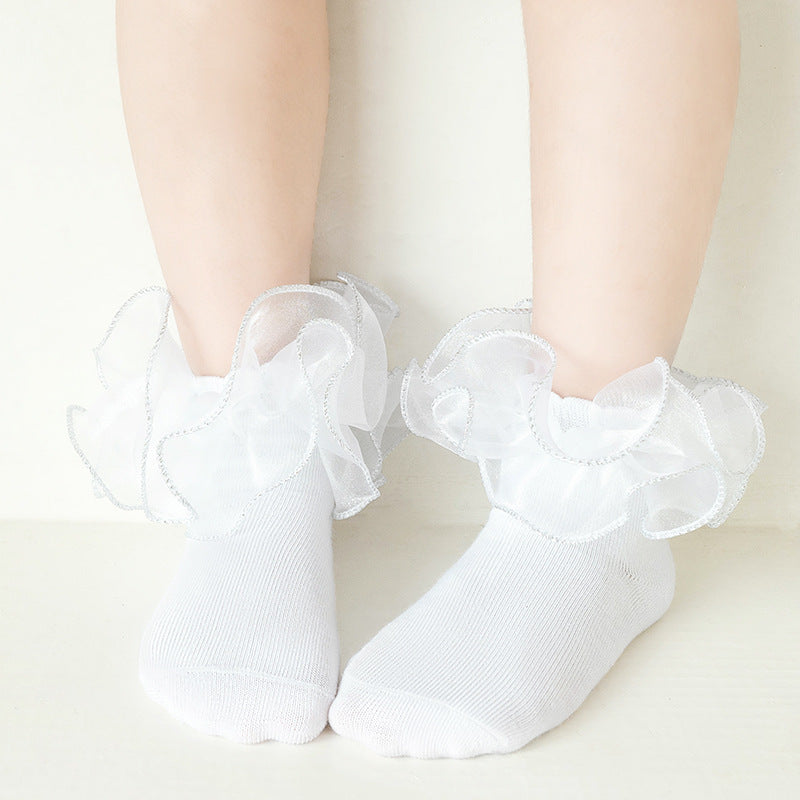 Girls Kids Lace Ruffled Socks Breathable Comfy Children's Socks