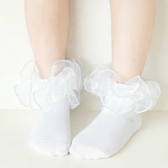 Girls Kids Lace Ruffled Socks Breathable Comfy Children's Socks