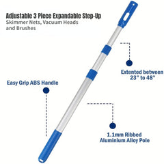 Professional Telescopic Pool Pole - Adjustable 3 Piece Aluminum