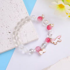 Cartoon Unicorn Girls Watch & Crystal Beaded Bracelet Set