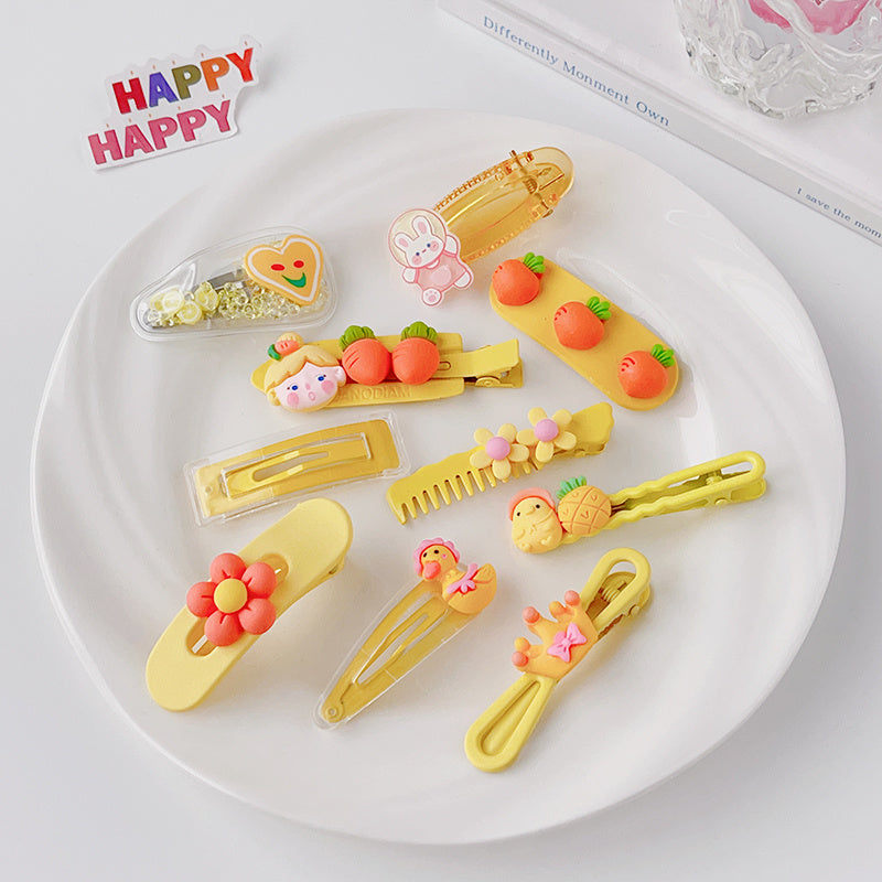 10pcs Princess Hair Clips with Cartoon Animals and Fruit