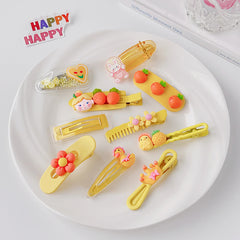 10pcs Princess Hair Clips with Cartoon Animals and Fruit