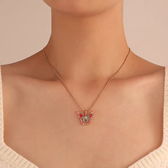 Colorful Butterfly Pendant Necklace for Girls