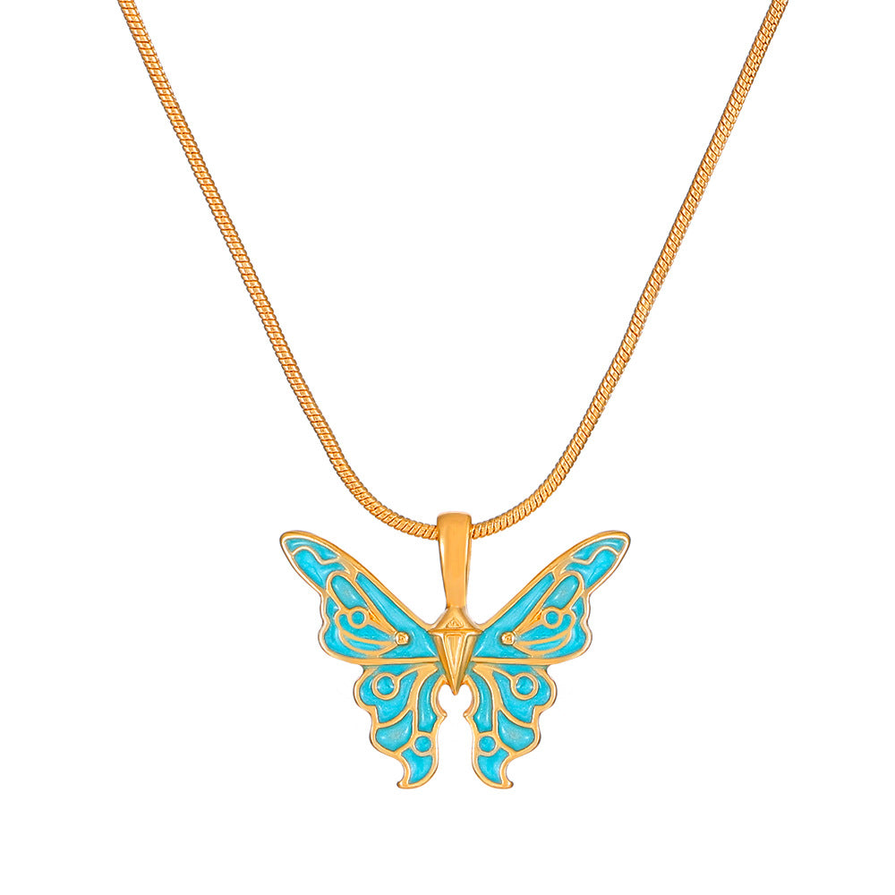 Colorful Butterfly Pendant Necklace for Girls