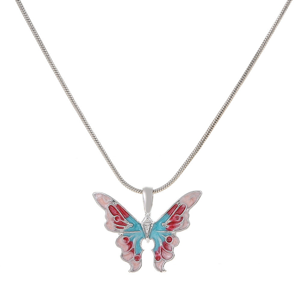 Colorful Butterfly Pendant Necklace for Girls