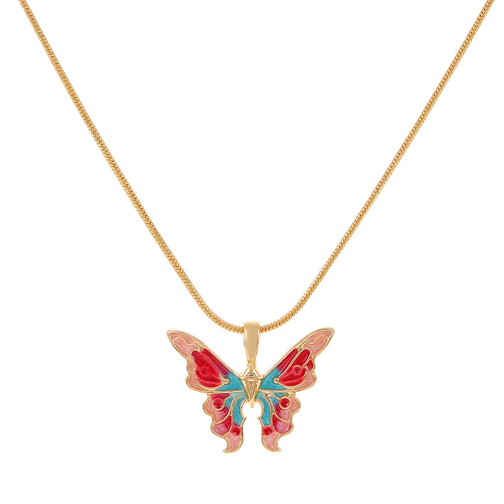 Colorful Butterfly Pendant Necklace for Girls