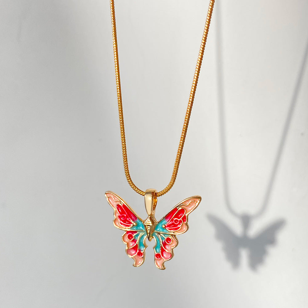 Colorful Butterfly Pendant Necklace for Girls