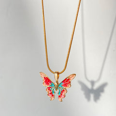 Colorful Butterfly Pendant Necklace for Girls