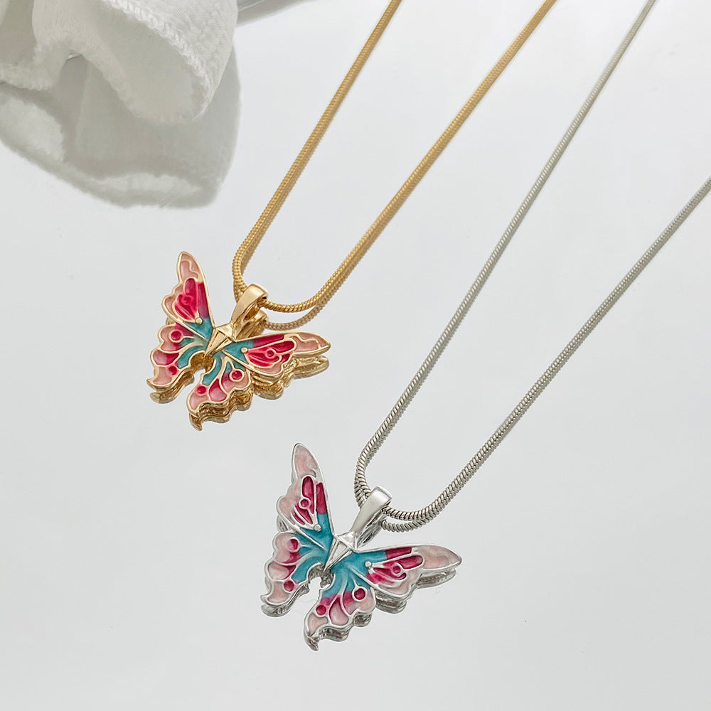 Colorful Butterfly Pendant Necklace for Girls