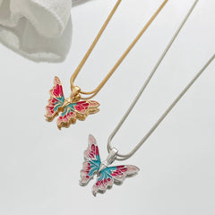 Colorful Butterfly Pendant Necklace for Girls