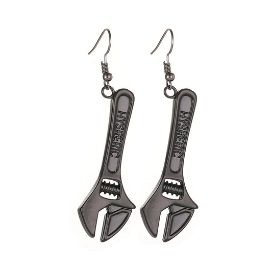 Funky Small Wrench Hook Earrings Retro Hip Hop Style Ear Jewelry Gift