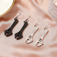 Funky Small Wrench Hook Earrings Retro Hip Hop Style Ear Jewelry Gift