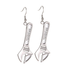 Funky Small Wrench Hook Earrings Retro Hip Hop Style Ear Jewelry Gift