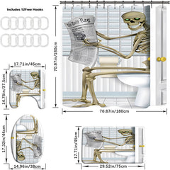 5pcs Skull Halloween Shower Curtain Set with 12 Hooks