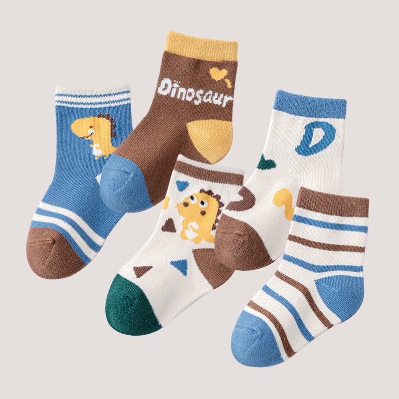 Boys Dinosaur Pattern Crew Socks for Autumn Winter
