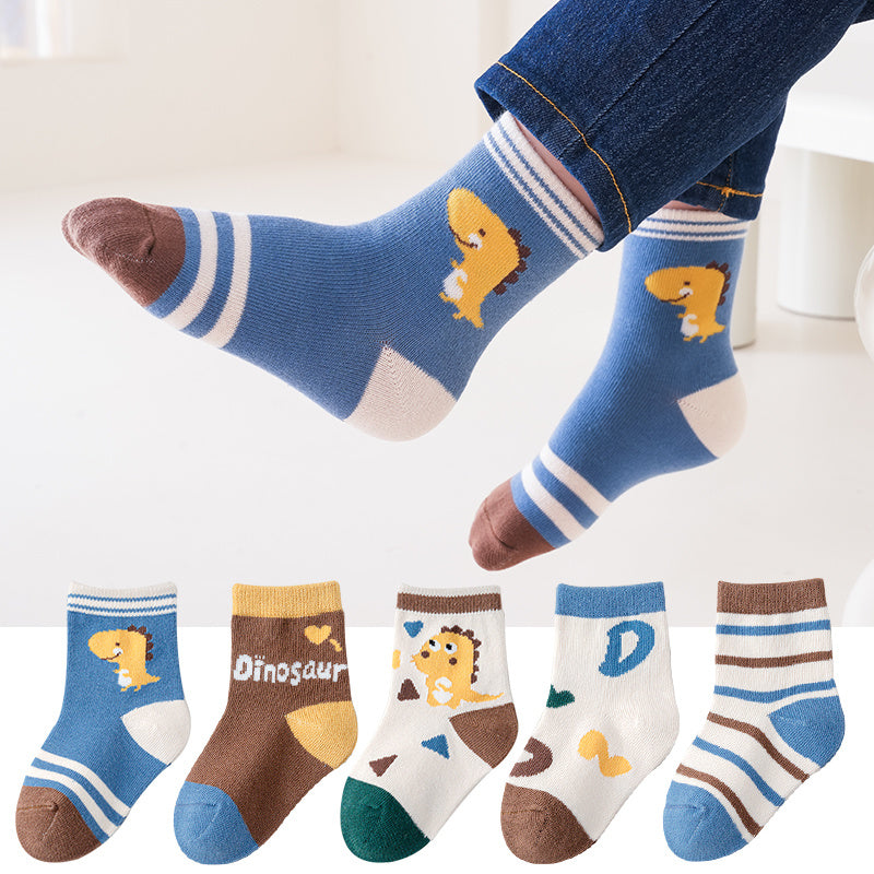 Boys Dinosaur Pattern Crew Socks for Autumn Winter