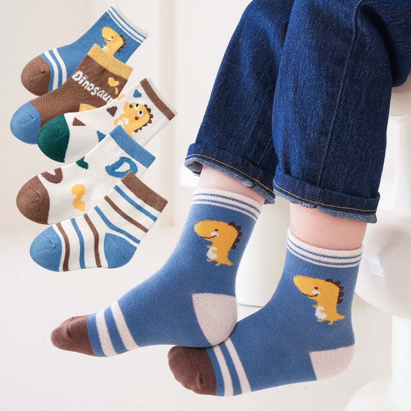 Boys Dinosaur Pattern Crew Socks for Autumn Winter
