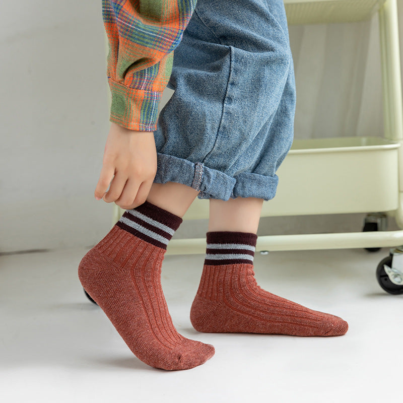 5pairs Kids Breathable Crew Socks for Boys and Girls