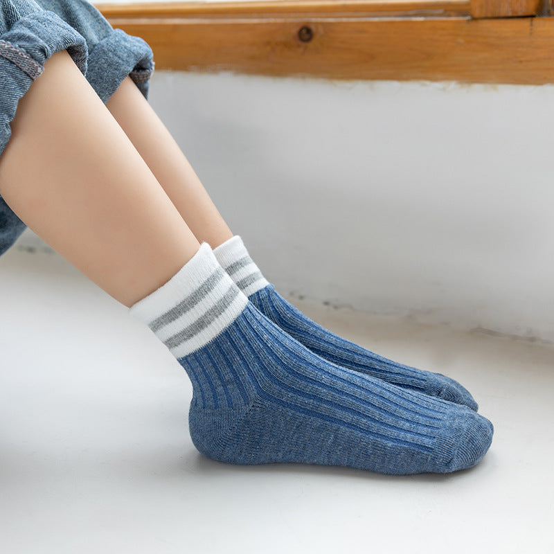 5pairs Kids Breathable Crew Socks for Boys and Girls