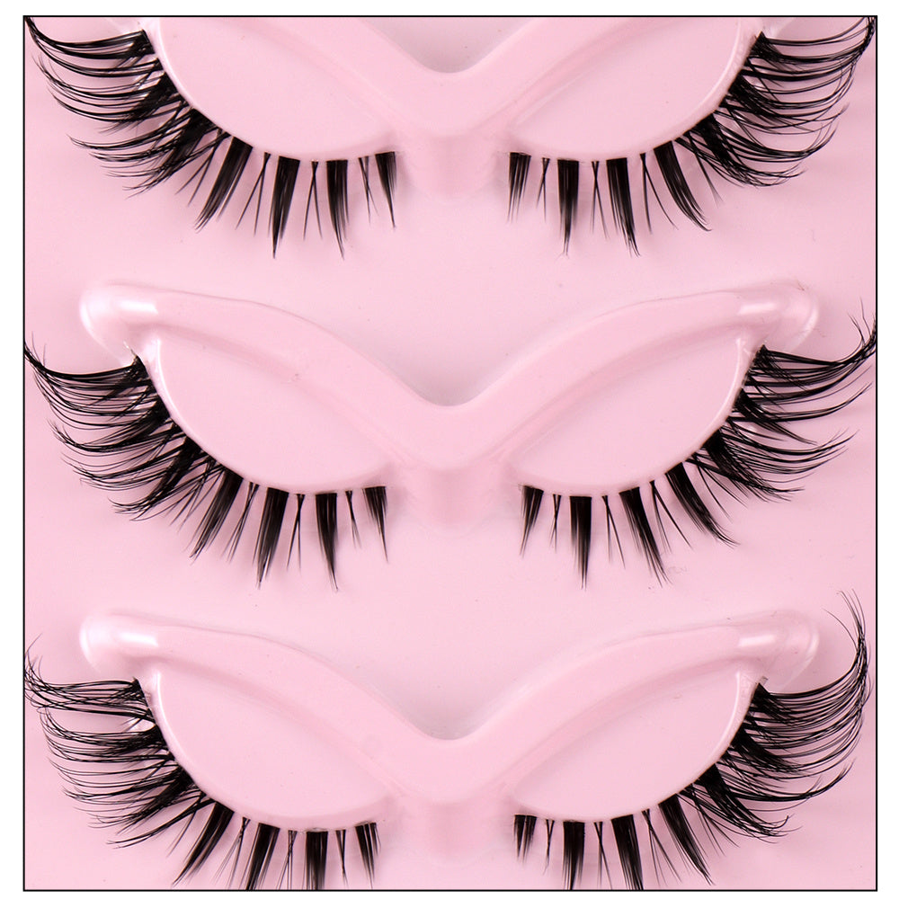 5 Pairs 3D Clear Band Wispy Mink Eyelashes Natural Cat Eye Lashes